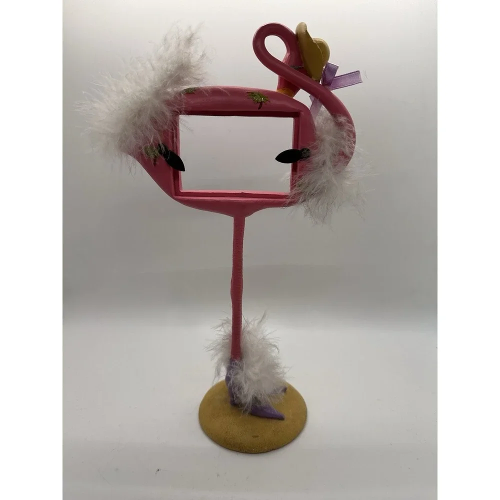 Whimsical Pink Flamingo Photo Frame Feathers 13024‎ Retro Kitsch Decor